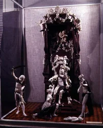 ソロモンの審判、ミュンヘン製、1741年頃（象牙、クルミ、色ガラス）